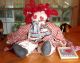 Primitive Raggedy Ann Doll Americana Usa Star Apron & I 3 Rabbits Chalkboard Primitives photo 1