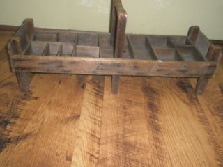 Antique Old Handmade Primitive Wood Tool Box Crate W/ Handle 25 1/2 