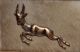 African Animal Skin W Molded Copper Gazelle Figurine Artwork In Frame Other photo 1