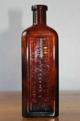 Antique Hick ' S Capudine Raleigh N.  C.  Cork Amber Medicine Bottle Whitall Tatum Co photo