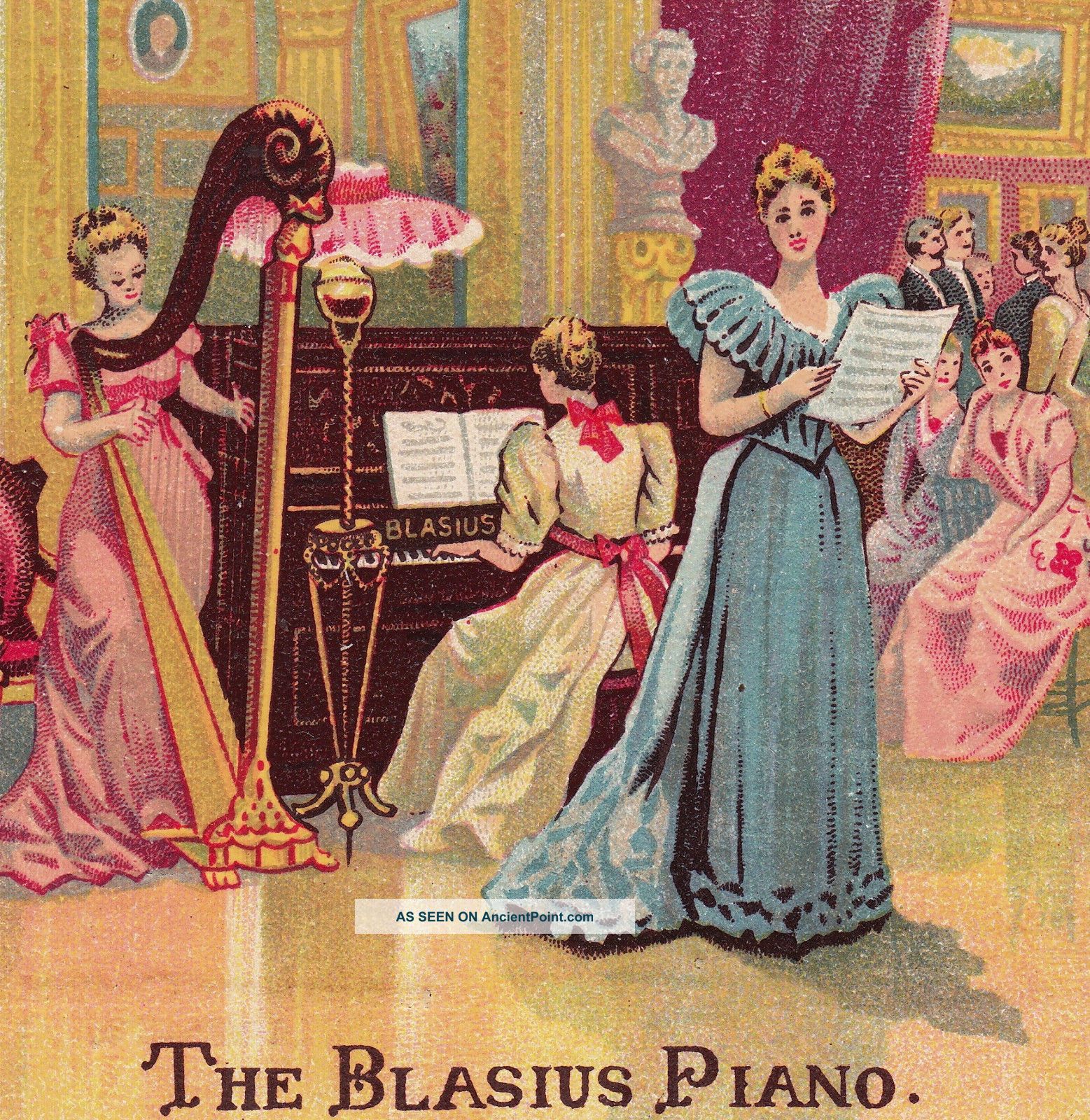 Blasius Piano Recital W Adair Cohocton Ny Thos Edison Victorian Advertising Card Keyboard photo