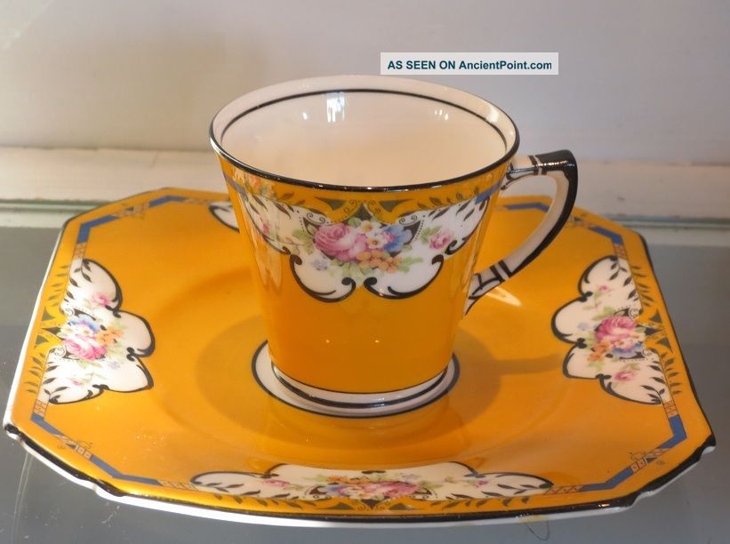 Unusual Antique Duchess China Yellow Espresso Art Deco Cup & Saucer Cups & Saucers photo