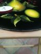 Lg.  Antique Hand Painted Artist Signed Toleware Fruit Metal Serving Tray Platter Toleware photo 9