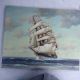 Vtg Signed J.  Winfried Sunny Seascape Clipper Ship Boat Oil Painting Other photo 1