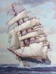 Vtg Signed J.  Winfried Sunny Seascape Clipper Ship Boat Oil Painting Other photo 5