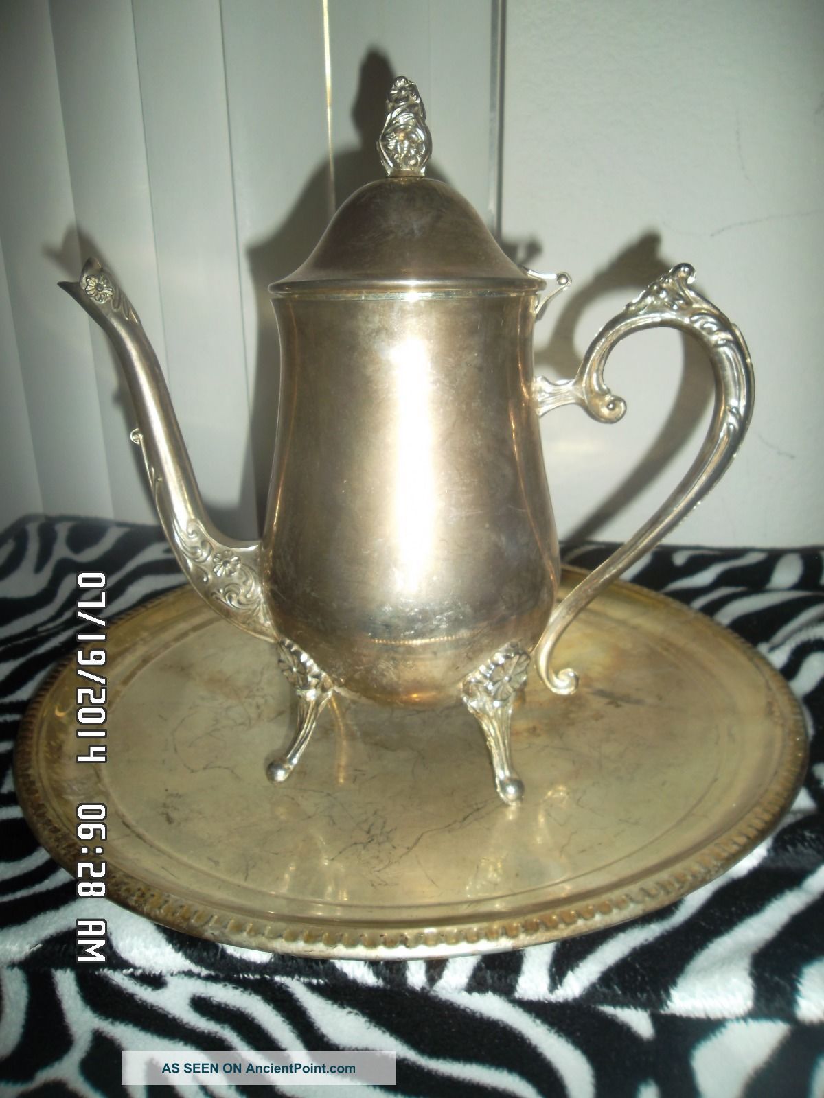 Vintage Silverplate Teapot & Plates 3 Pieces Tea/Coffee Pots & Sets photo