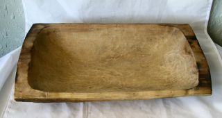Antique Primitive Hand Carved Wooden Trencher Dough Bowl - 17 photo