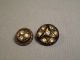Old Czech Buttons - 2 W/ Rhinestones In Black Glass & Goldstone / Nv 122 Buttons photo 4