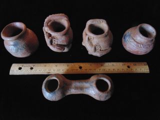 Group Of Small Costa Rican Clay Pottery Items photo