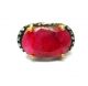 Rose Cut Diamond & Natural Ruby Gold Plated Antique Look Jewelry Ring Size 7 Islamic photo 1