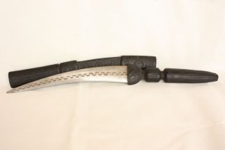 Vintage N.  African Mali Tuareg Brown Leather Covered Iron Dagger Scabbard photo