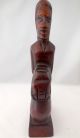 Vintage African Red Wood Carving Native Woman Carrying Basket Signed Sculptures & Statues photo 1