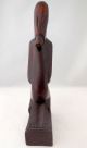 Vintage African Red Wood Carving Native Woman Carrying Basket Signed Sculptures & Statues photo 3