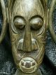 Antique Huge,  Carved Wood African Tribal Horned Mask Sculpture Statue 38 