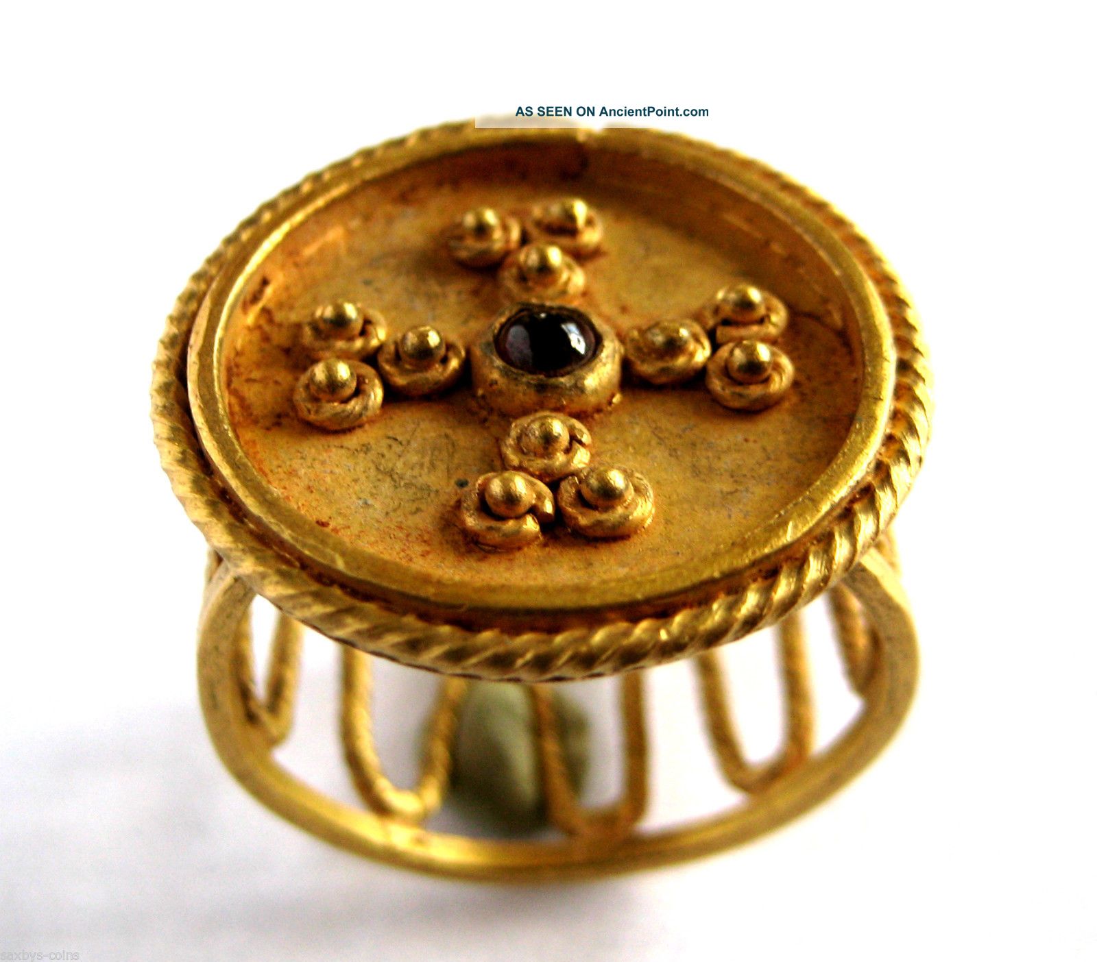 600 - 800 A.  D British Found Anglo Saxon Period Au Solid Gold & Red Garnet Ring Uncategorized photo