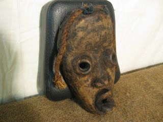 Antique Vintage African Wood Carving Ivory Coast? Tribal Mask Ceremonial Ritual photo