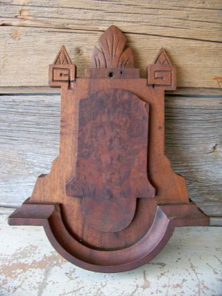 Antique Victorian Era Furniture Crest Pediment Burl Wood Salvage Part Vtg Crown photo