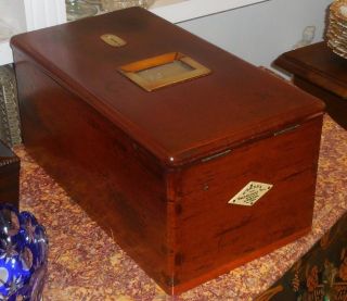 Antique 19c Mahogany Cash Register Drop Box Obrien ' S Self Closing Till Liverpool photo