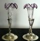 Art Deco Chrome Glass Amethysts Tulip Vases Period Art Deco photo 5