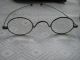 3 Pair Antique 1898 Long Arm Wire Rim Spectacles Eye Glasses 2 Leather Cases Optical photo 3