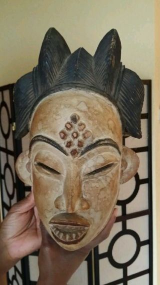 Vintage Estate Hand Carved African Wood Mask photo