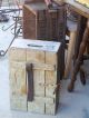 Primitive Wood Case Dovetail Tool Box Hinged Hasp Leather Belt Strap Handmade Primitives photo 5