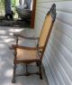 Antique Early 1800 ' S Settee With 2 Arm Chairs Hand Carved Oak Hand Woven Cane 1800-1899 photo 6