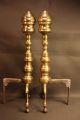 Antique Early 19th Century Brass Beehive Federal Andirons - Fire Dogs Fireplaces & Mantels photo 8