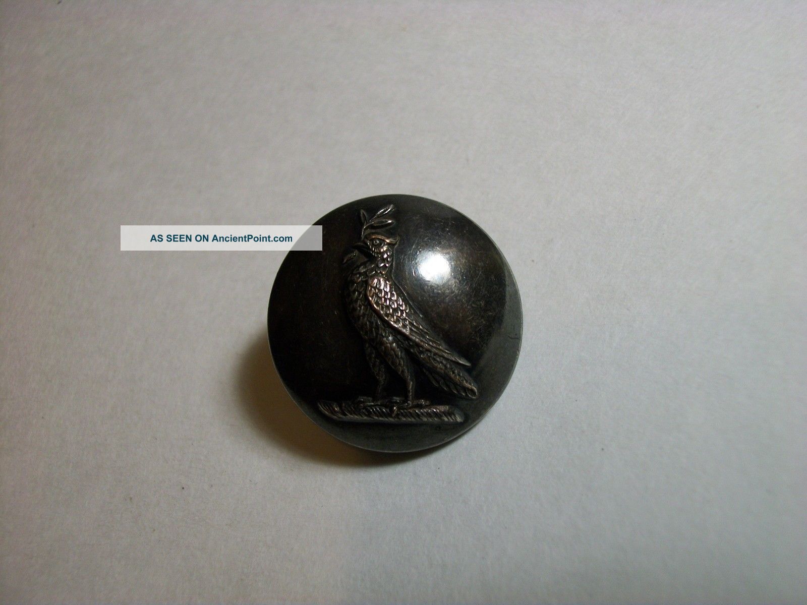 Antique Livery Picture Button; Falcon,  Signed; Backmark: W.  Dowler & Sons Buttons photo