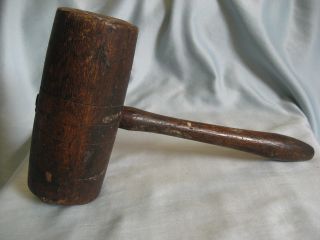 Vintage Wooden Mallet Carpentry Woodwork Tool Primitive Hammer/ Country photo