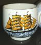 Saki Tea Cups Set 4 Hand Painted Signed By Artist Sail Ship Ocean Vintage Glasses & Cups photo 2