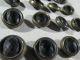 Set Of 18 Antique Faceted Black Glass Brass Painted Shank Buttons Buttons photo 2