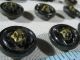 Set Of 18 Antique Faceted Black Glass Brass Painted Shank Buttons Buttons photo 3