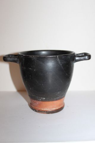 Ancient Late Attic Greek Pottery Skyphos 4th Century Bc Wine Cup photo