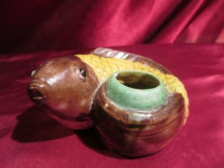 Antique Chinese Seal Colorful Glaze Stamped And Sealed Snake Fish Water Dropper photo