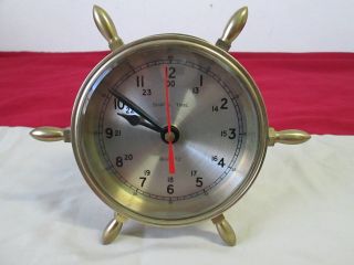 Ship`s Time Nautical Quartz Wheel Clock/excellent Condition/works Great. photo