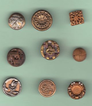9 Fantastic Brass Mix Of Waistcoat Buttons Lots Of Variety And Shapes photo