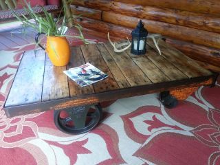 Industrial Look Coffee Table - Nutting Railroad - Warehouse - Factory Cart Room Ready photo