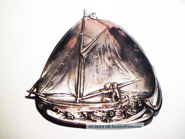 Antique 1900 Art Nouveau Albert Köhler Söhne Vienna Sailboat Yacht Card Tray Art Nouveau photo