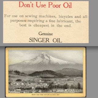 C.  1905 Bicycle Oil Big Adv Card Singer Sewing Machine Oil Mount Hood Photo View photo
