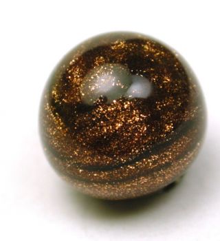 Antique Glass Waistcoat Ball Button W/ Bright Gold Sparkle Swirl 7/16 