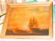Late 1800s Huge American Antique Marine Oil Painting Luministic Seascape Other photo 1