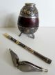 Antique Argentina 800 Sterling Silver & 18k Gold Yerba Mate Cup & Bombilla Straw Latin American photo 11
