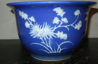 Antique Chinese Blue Garden Pot Planter Flower Bowl photo