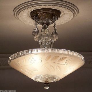Vintage Amazing Art Deco Ceiiling Light Lamp Fixture Chandelier photo