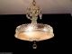 Ultra Sweet 1930s Art Deco Ceiling Light Chandelier Vintage Lamp Fixture Glas Chandeliers, Fixtures, Sconces photo 8