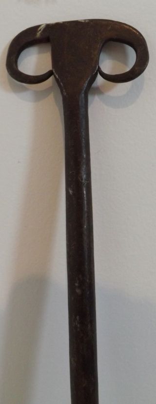Antique Hand Forged Iron Open Hearth Oven Bread Peel W/ Rams Head 1700s To 1800s photo