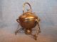 19th C.  Brass Teapot On Stand With Burner Metalware photo 1
