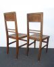 Pair Antique Plank Wood Accent Chairs Stamped Ny Hart Furnishers Eichster 1900-1950 photo 1
