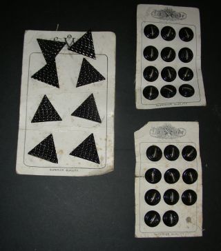 31 Antique Buttons La Mode Victorian Black Mourning Buttons On Cards photo